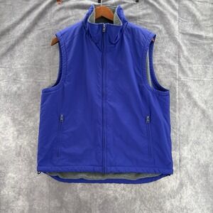 LL Bean Vest Mens M Blue Full Zip Nylon Fleece Outdoors Hiking